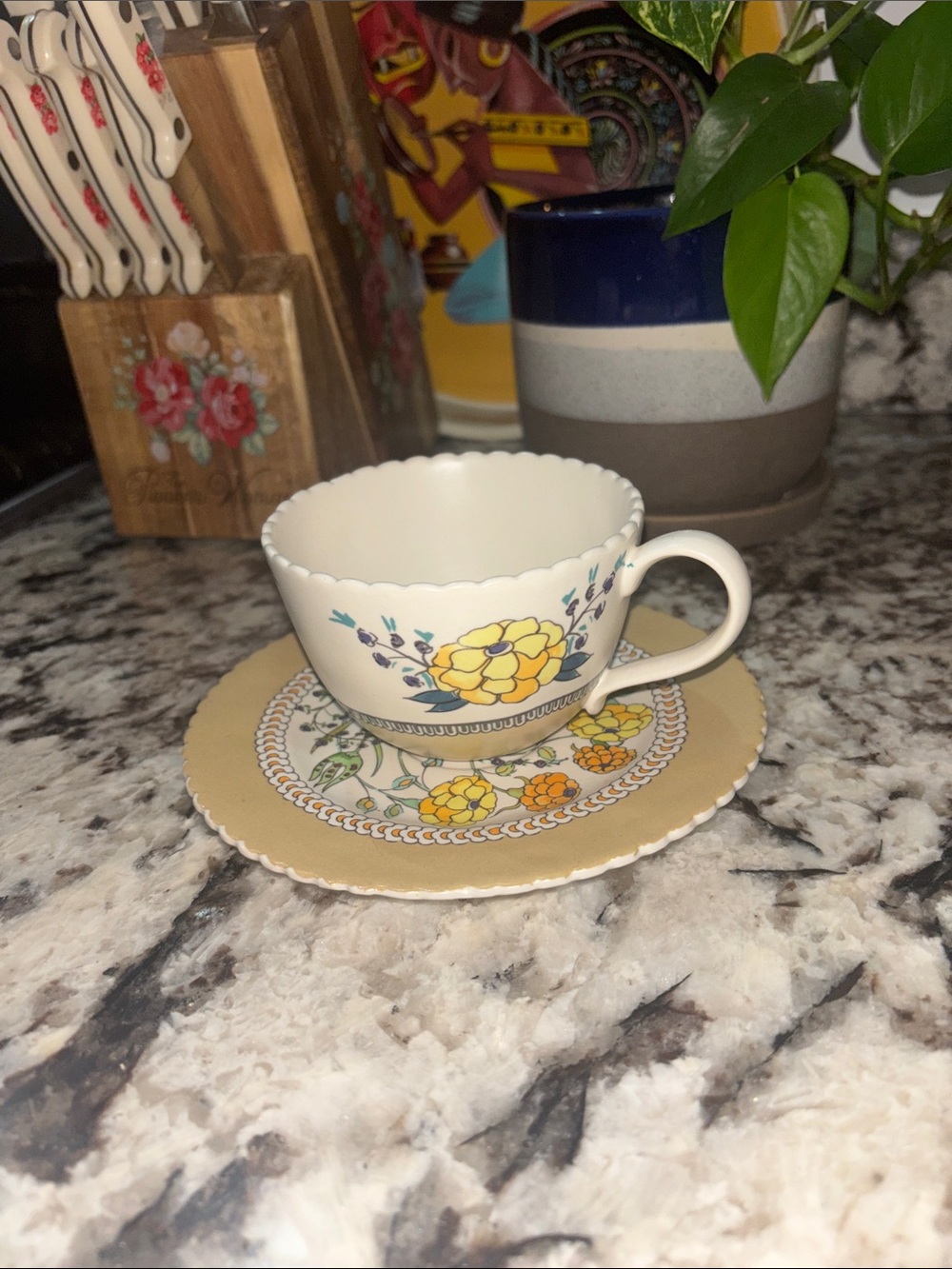 Anthropologie Tea Cup and Saucer